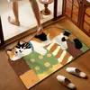 Tapete de chão de diatomita estilo cartoon retrô para entrada de banheiro, antiderrapante, absorvente de água, resistente ao desgaste, fácil de manter, tapete de banheiro para uso doméstico