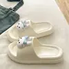 Sandalias tipo chancla de EVA para mujer, modelo nuevo de verano, color azul liso con nudo de conejo, populares, suaves, lindas, ligeras, para usar en casa y al aire libre, sandalias duraderas