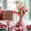Flor Artificial de Tulipán con Hojas para el Día de San Valentín, Bayas en Forma de Corazón y Tallos para Decoración del Día de la Madre, Flores Artificiales para Bodas Transfronterizas