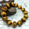 Pulsera de Ojo de Tigre Natural Moda Simple Pulsera de Piedra de Ojo de Tigre para Hombres y Mujeres Drenaje Vital Regalo Popular Explosiones