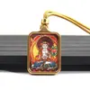 Pingente Mini Thangka de Aço Titânio Cinnabar Estilo Xizang, Oito Divindades Guardiãs, Deus Amarelo da Riqueza, Amuleto Pingente Buddha da Vida Passada e Presente Atacado