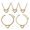 Colar Coração Vazado Francês Mais Vendido Aço Inoxidável Banhado a Ouro Real 18K Pulseira Simples Elegante Estilo Ins Transfronteiriço