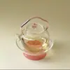 Tetera de Vidrio de Borosilicato con Lirio del Valle y Asa, Tetera Pequeña de Vidrio con Filtro, Tetera Doméstica, Olla para Preparar Té, Juego de Té