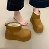 Botas de Nieve de Caña Alta con Suela Gruesa de Moda para Mujer 2026 Botines Cortos Gruesos con Forro de Terciopelo