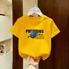 Camiseta Masculina 100% Algodão 2026 Novo Estilo para Crianças Maiores, Camisa de Manga Curta Solta da Marca Tendência de Verão para Crianças