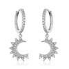RAKOL Aretes de Moda Populares con Diseño de Nicho Europeo y Americano, Aretes Estrella Luna, Aretes Geométricos Transfronterizos de Zirconia