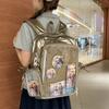 Bolsa de Dolor Bidimensional con Insignia Transparente Diaria para Mujer 2025 Mochila Escolar para Estudiantes Estudiante Universitaria Más Fácil de Combinar Mochila Casual