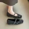 Primer Encuentro Temporada Strass Francés Felpa Cálido Zapatos Mary Jane con Tacón Interno Aumentador Otoño Invierno Nuevos Zapatos Planos Estilo Pequeño Aroma Mujer
