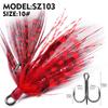 Anzuelo de Sangre Atado de Cabello Tres Anzuelos Acero de Alto Carbono Cinturón Pluma Con Púas Tres Anclas Anzuelo Okin Anzuelo Pluma Tricolor