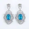 Qingdao Usado Vintage Perla Aguamarina Juego de Tres Piezas Lujo Ligero Plata Hueca Incrustada Diamante Novia Banquete Temperamento Joyería Mujer