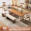 Mesa de madeira maciça, mesa executiva, mesa de escritório, mesa moderna minimalista para apartamento pequeno, mesa de computador, bancada de trabalho na cor creme