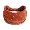 Faixa de Cabelo Colorida Retrô Europeia e Americana Castanha Padrão Paisley Edição Larga Headband Esportes Yoga Headwear Elástico Mulheres