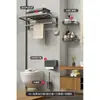 Cesta de malla perforada para ropa, toallero de aluminio para espacio de baño, estante de almacenamiento, sin pegamento, gris, plegable