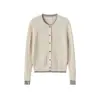 Suéter de Tricô Cardigan Falso Duas Peças para Mulheres, Primavera, Outono e Inverno, Slimming Casual Base Top para Mulheres