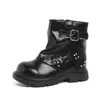 2026 Invierno Nuevo de Moda Botín Cálido con Forro de Felpa para Niñas con Remaches y Botas de Cuero Hebilla de Cinturón de Moda Botines Cortos para Niños