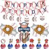 Traje de Vajilla Desechable con Tema Deportivo de Béisbol Plato de Papel Rojo y Blanco Taza de Papel Mantel Suministros para Fiesta de Cumpleaños