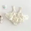 Nuevo Estilo de Verano Dianxi Conjunto de Mono con Falda de Gasa con Tirantes para Bebés y Niños Pequeños, Conjunto de Dos Piezas con Chaleco y Mono para Niñas