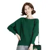 Blusa Feminina de Manga Morcego Outono Nova Versão Coreana Versátil Solta Manga Morcego Ombro a Ombro Camiseta de Tricô Cinza Tamanho Único