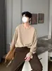 Camiseta texturizada de manga longa para homens, coleção primavera/outono 2026, estilosa e sofisticada, corte solto, perfeita como camada base ou top casual.