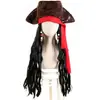 Peluca para cosplay, Cosplay de pirata caribeño, Sombrero de pirata Capitán Garfio, Accesorio de cosplay de cabello rizado
