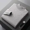 Suéter de punto para hombre de cuello medio alto, nuevo jersey de otoño e invierno, camisa base casual de negocios, suéter de lana de cuello redondo de otoño e invierno