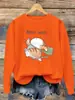 Sudadera con Diseño de Gato Corriendo Después del Trabajo para Mujer Streetwear Otoño Jersey Holgado Casual Ropa Deportiva Cuello Redondo