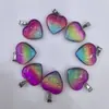 Pendente de vidro gradiente explosivo em forma de coração amoroso colar DIY feito à mão acessórios fofos acessórios de chaveiro de coração de pêssego atacado