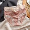 Novo Produto Simples Puro Desejo Pequena Sexy Renda Cetim Roupa Íntima Feminina Cintura Média Confortável Algodão Puro Virilha Calcinhas Femininas