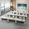 Mesa dobrável, mesa longa móvel e conectável com rodas, mesa de escritório multifuncional, combinação de mesa e cadeira para sala de conferências, mesa de reunião