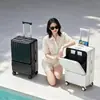 Maleta de mano portátil de 20 pulgadas con apertura frontal y cerradura de combinación, maleta multiusos con asa extensible para estudiantes mujeres, maleta de viaje para hombres
