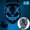 Máscara Brilhante de Halloween Luz Fria Rosto de Fantasma Barra de LED Festa Dança Preto em V Vingança Adereço de Terror