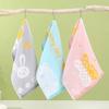Toalha Pequena de Algodão para Crianças Musselina Dupla com Laço Toalha Infantil Jacquard Cartoon Toalha de Mão para Bebê de Creche