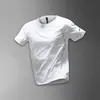 Camiseta Esportiva de Seda de Gelo Transfronteiriça para Homens, Secagem Rápida, Respirável, Verão Fina Manga Curta Nova Roupa Branca