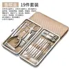 Kit de Herramientas de Acero Inoxidable para Manicure y Cortauñas de 19 Piezas, Juego de Cuchillas para Pedicure, Tijeras para Uñas y Cortauñas Set Completo