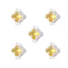 Colgante Geométrico de Trébol de Cuatro Hojas Doble Colgante Colorido con Pedrería Accesorios para Joyería DIY Pendiente Pulsera W502
