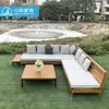 Sofá de Madeira Maciça de Alta Qualidade para Exterior Combinação de Sofá de Teca com Mesa de Centro para Pátio Jardim Terraço Móveis Nórdicos para Varanda Externa
