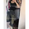 150 Shorts Jeans Cropped Americano Petite para Mulheres, Verão Vintage Soltos de Perna Larga Cintura Alta Retos de Comprimento Médio