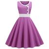 Suministro de fábrica 2021 Nuevo elegante vestido casual sin mangas Delgado retro cuello redondo vestido de cuatro colores en stock