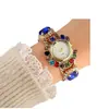 Pulsera Reloj Transfronteriza Nuevo Estilo Retro Europeo y Americano para Mujer Todo Fósforo Pulsera Reloj de Pedrería Moda Estilo Coreano Pulsera de Piedra de Cuarzo