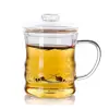 Taza de Té de Vidrio de Borosilicato Alto con Separación de Agua y Tapa, Oficina, Bambú, Juego de Tres Piezas, Hogar, Transparente, Taza para Té de Flores