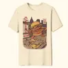 Camiseta Estilo Japonês Estampa de Couve-flor Ramen Estilo Gótico Europeu e Americano Top Unissex Camiseta Europa América África