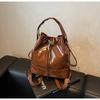 Bolso de Cubo con Cordón de Alta Gama para Mujer 2024 Nuevo Nicho Simple Versátil Casual Bolso de Mujer Mochila de Moda Trendy