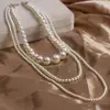 Colar Coreano Dongdaemun Retrô Multicamadas de Pérolas Sintéticas Corrente Longa Versátil para Suéter Joia Cheongsam Corrente de Bolas