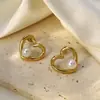2026 Novas Brincos de Aço Inoxidável em Formato de Coração com Pérolas para Mulheres Design Doce Fresco Sentido Brinco Vintage Atacado Em Estoque
