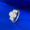 Anillo de Compromiso de Boda de Plata S925 Nuevo Europeo y Americano Ovalado 8*11 Diamante de Cuatro Garras Tres Diamantes Joyería Exquisita