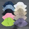 En stock Algodón Puro Lavado Sombrero de Pescador con Volantes Hyun-a Sombrero de Cubo para Mujer para Compras y Viajes Sombrero de Sol Personalizado de Moda