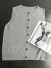 Chaleco cárdigan 100% lana merino para mujer, Chaleco de punto sin mangas para otoño e invierno, Chaleco suéter de cuello redondo gris 26 Nuevo