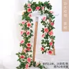 Enredadera de Flores Artificiales de Rosa Zarcillo Colgante de Pared Enroscada Cubierta Decorativa para Tubería de Agua de Aire Acondicionado Sala de Estar Techo Planta de Plástico