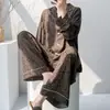 Conjunto de Algodão e Seda Primavera Verão Cardigã de Manga Longa Roupa de Casa Doce Estilo Pijama Floral Feminino Primavera Outono Estilo Fino Pijama Usável