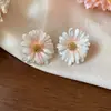 Brincos de Flor com Gotejamento de Óleo Estilo Fresco Agulha de Prata, Brincos Dopamina Simples e Doces, Brincos Versáteis com Design Único para Mulheres